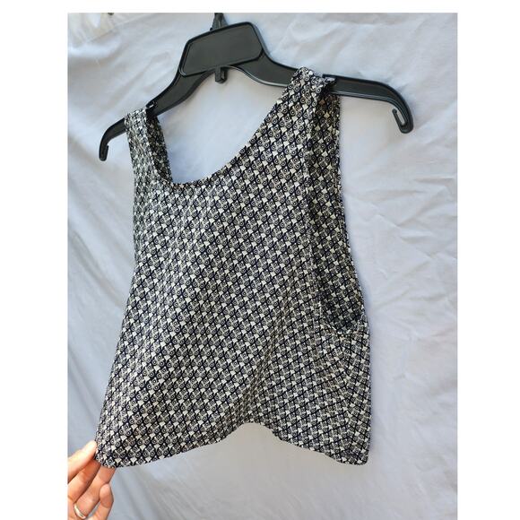 Aqua Bloomingdales Navy & White Printed Cropped Tank Top size S - Picture 5 of 5